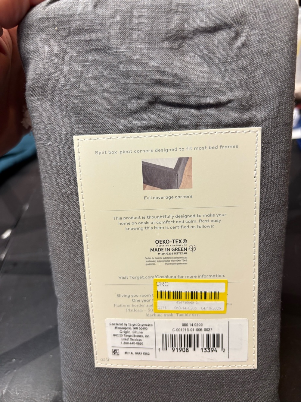 Casaluna Linen Blend Bedskirt in Gray - Picture 4 of 4